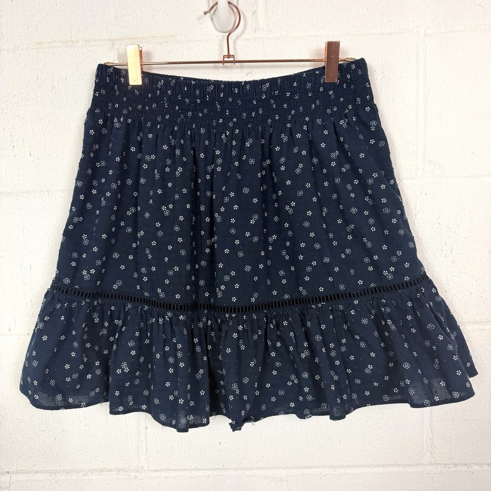 Madewell Smocked Ruffle Mini Skirt Bandana Floral Lined Cottage BoHo Dainty SZ S